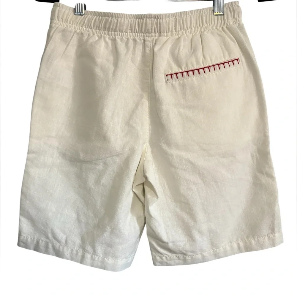 Disney Cream Shorts with Mickey and Red Stitching